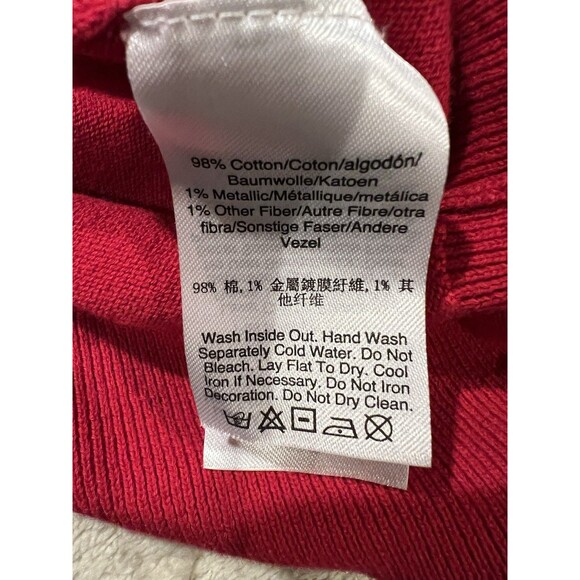 DKNY Womens Metallic Sequin Red Long Sleeve Cotton Sweater Size XL - Picture 7 of 7